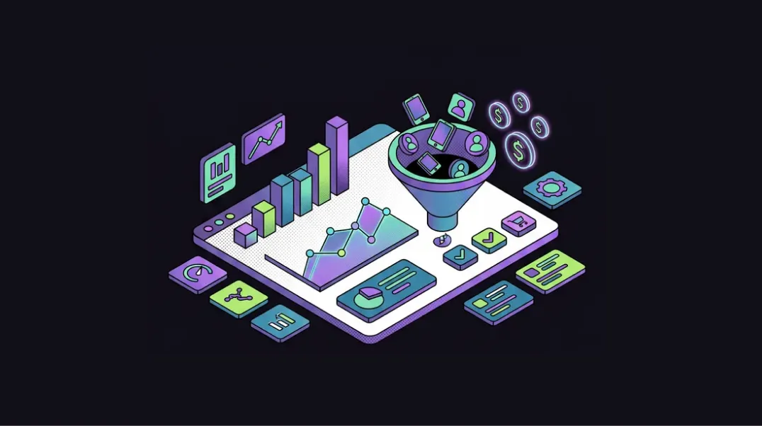 Isometric graphic of ChatGPT SEO agency revenue attribution dashboard showing citations, traffic and ROI.
