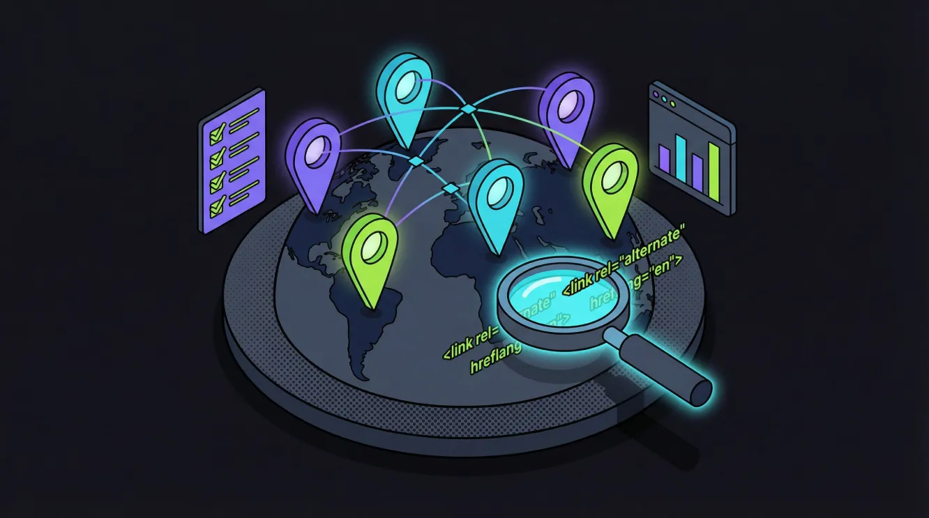 International SEO audit process showing global search visibility analysis across multiple country markets.