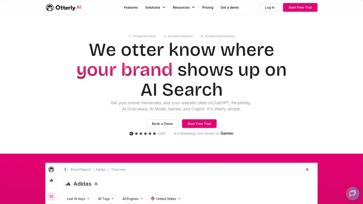 Otterly AI homepage showing its GEO audits and AI visibility tracking