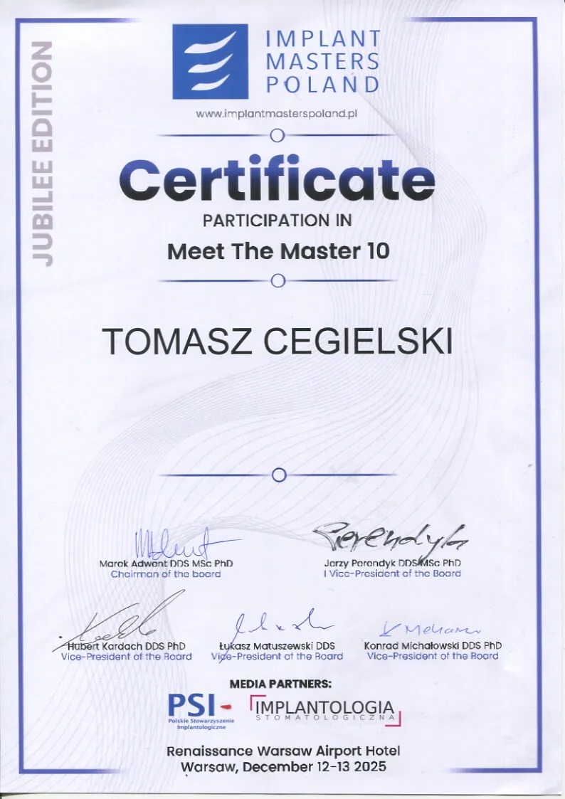 certyfikat-meet-the-master-dr-n-med-tomasz-cegielski