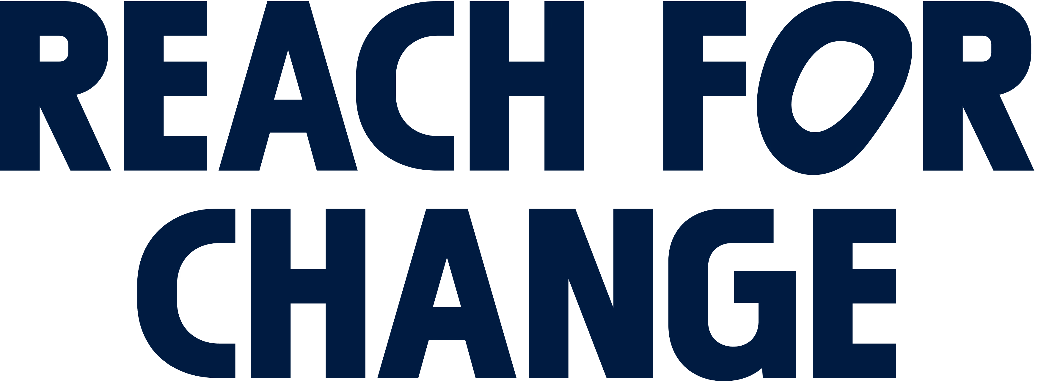 Text reading 'REACH FOR CHANGE' in bold dark blue letters.
