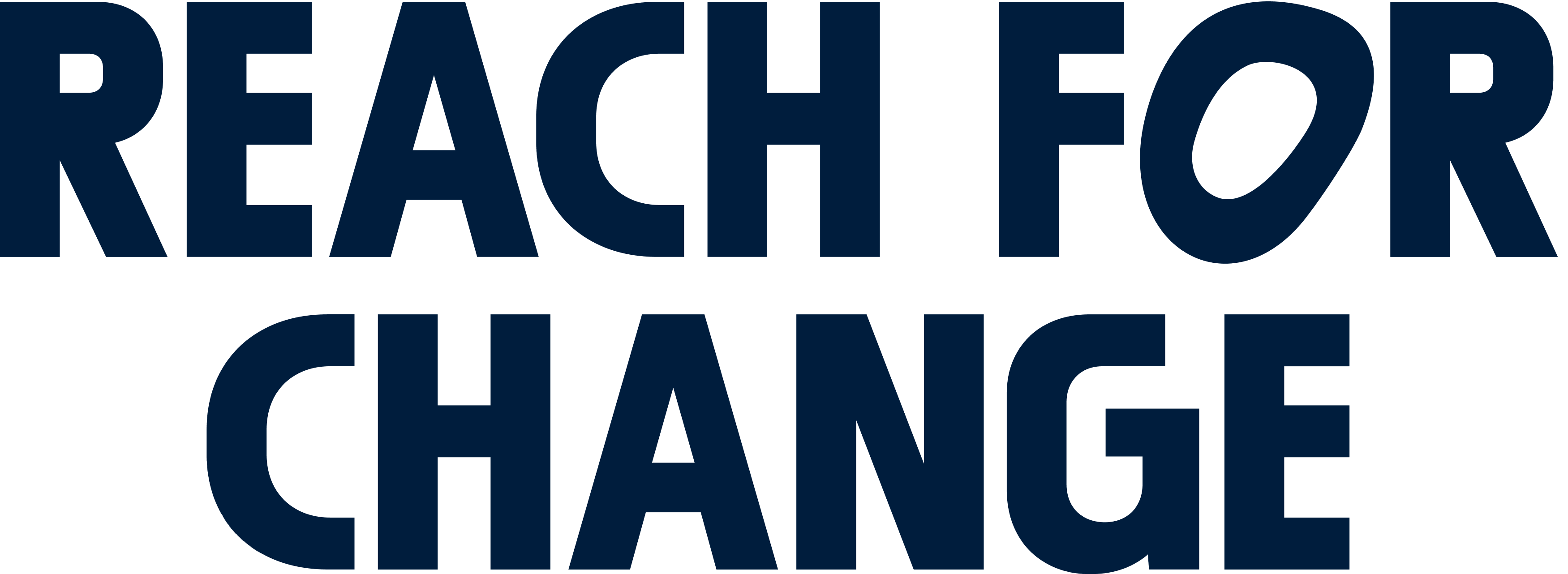 Text reading 'REACH FOR CHANGE' in bold dark blue letters.