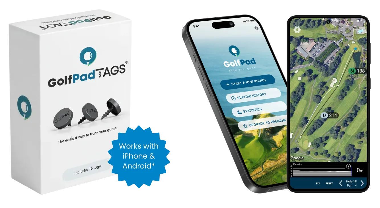 Golf Pad Tags automatically track scores, shot distances, dispersion, putting stats and more!