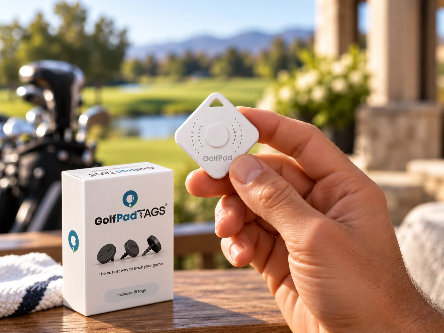 Golf Pad Click: a Bluetooth button that speaks the distance to the green and logs shots hands-free