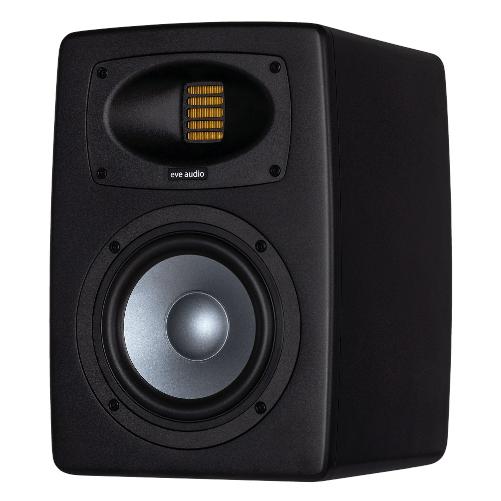 The EXO 25 studio monitor shown from a front side angle.