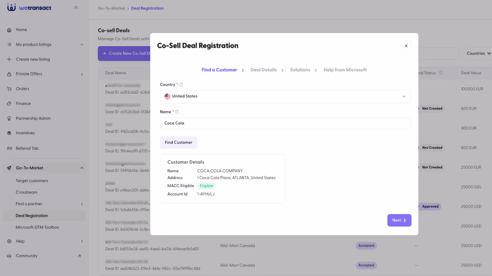 CoSell Deal Screenshot