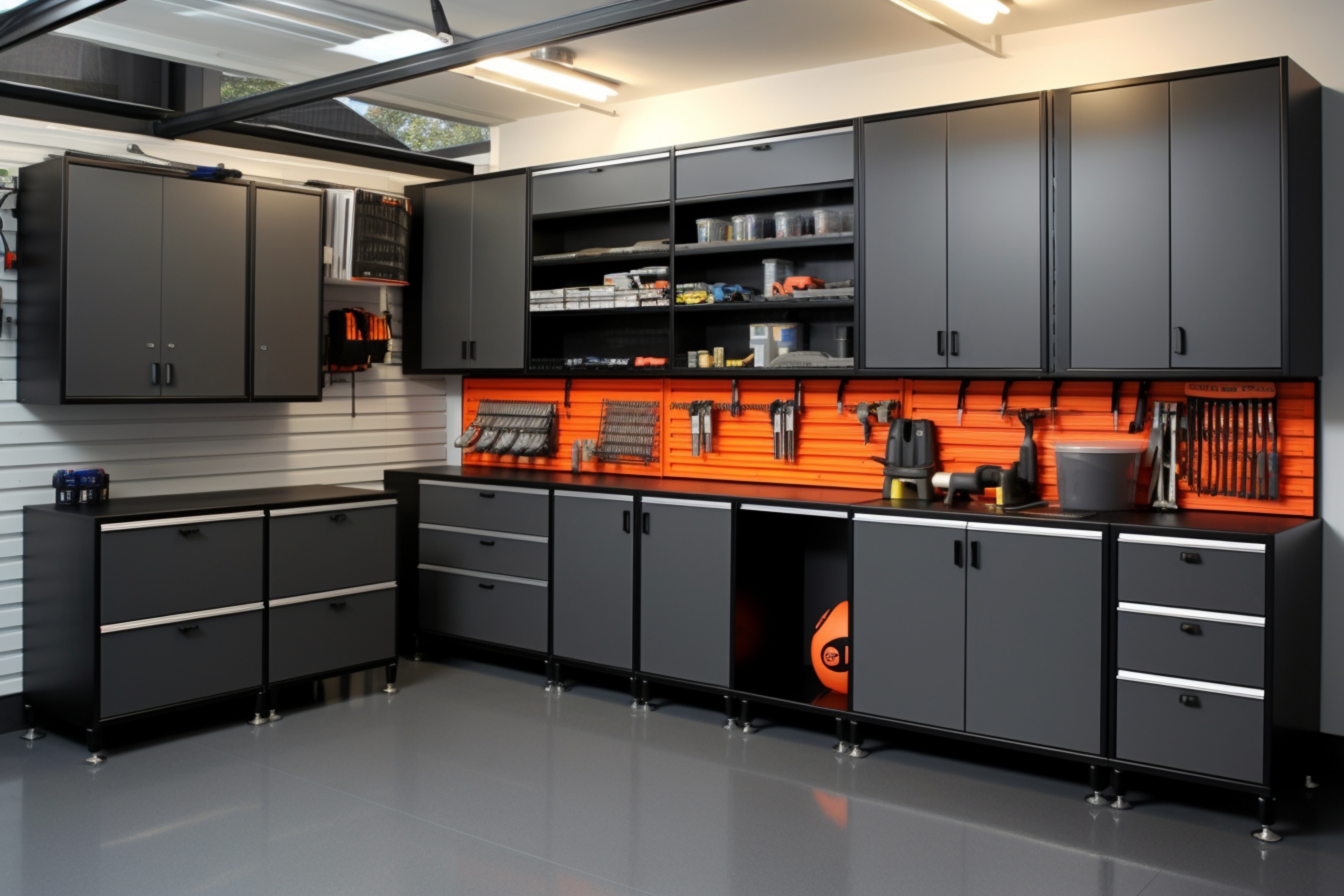 Installed custom garage cabinets in a Salt Lake City garage