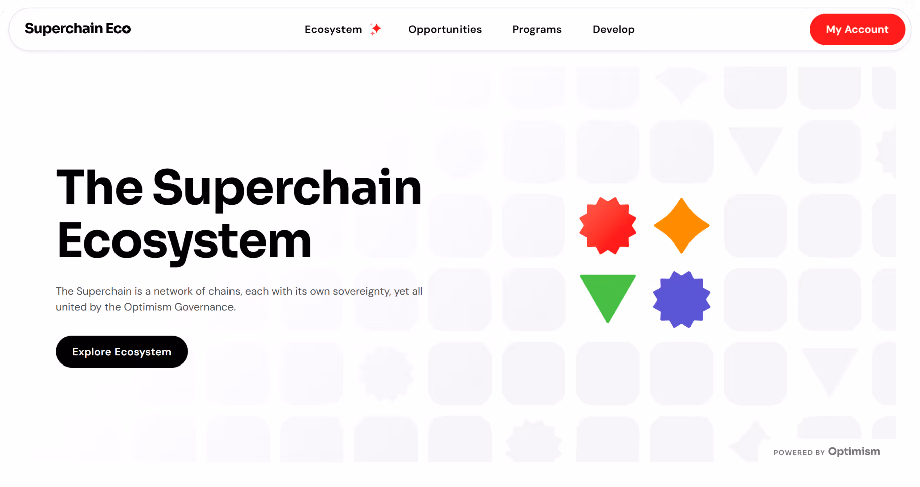 Hero section of the Superchain Eco website