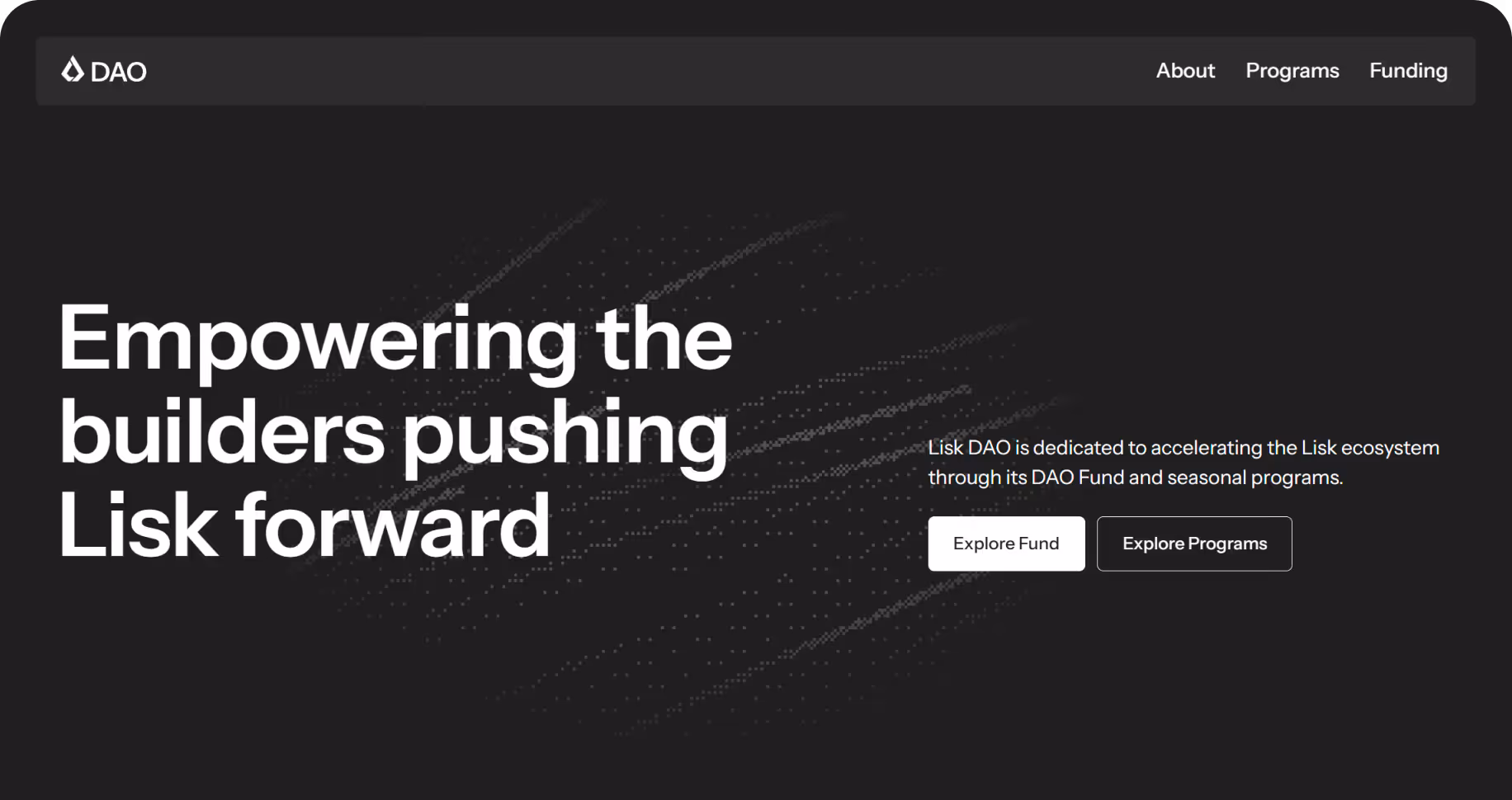 Hero section of the Lisk DAO website