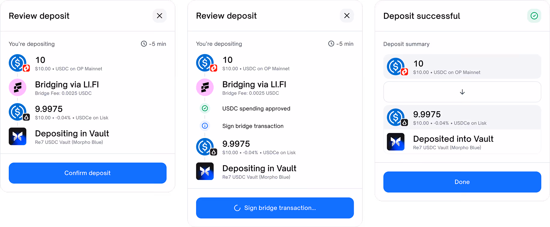 EcoVaults application deposit flow components