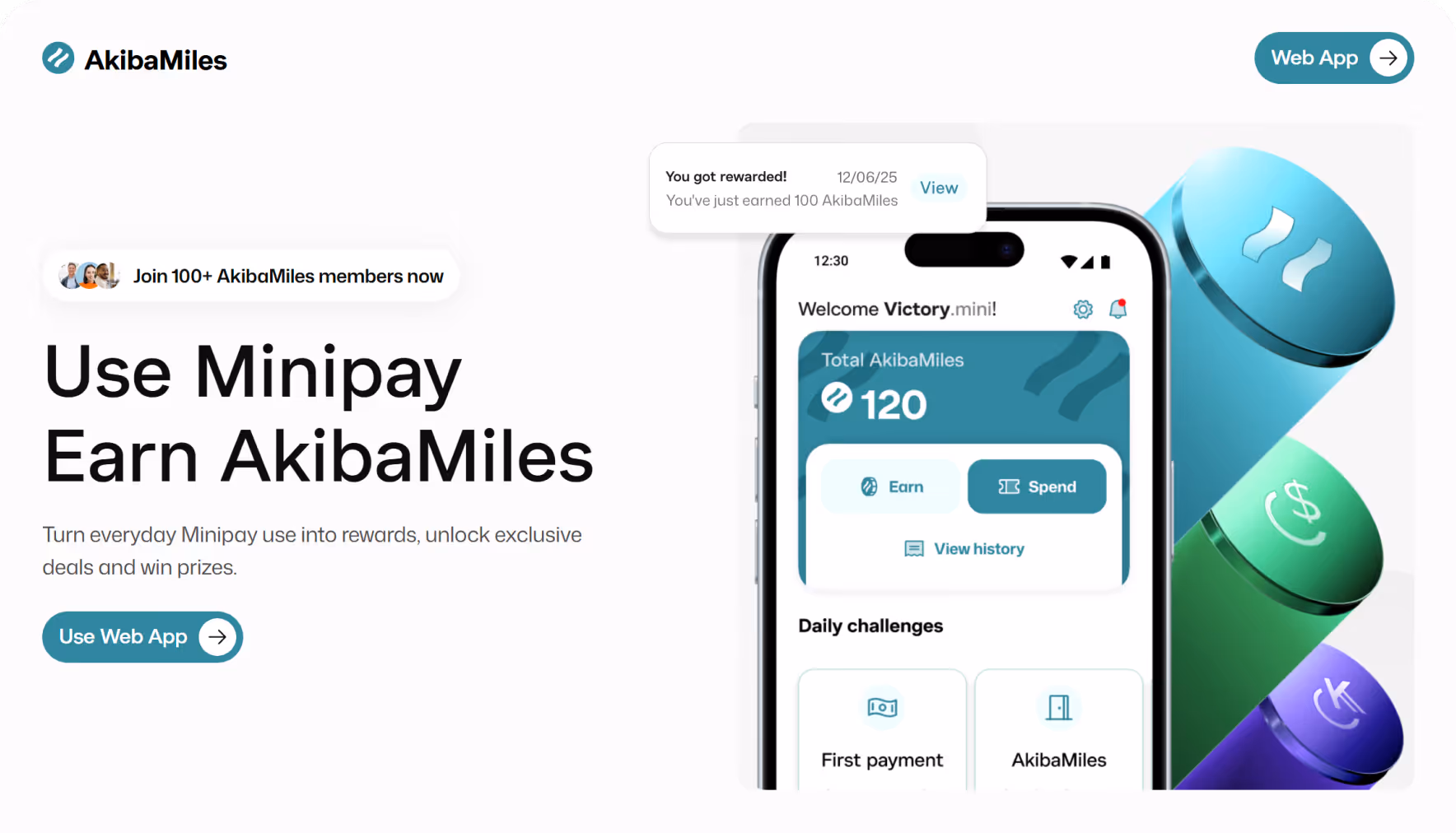 AkibaMiles landing page hero