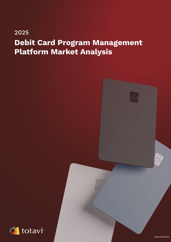 A red report cover with three blank credit cards floating up from the top.