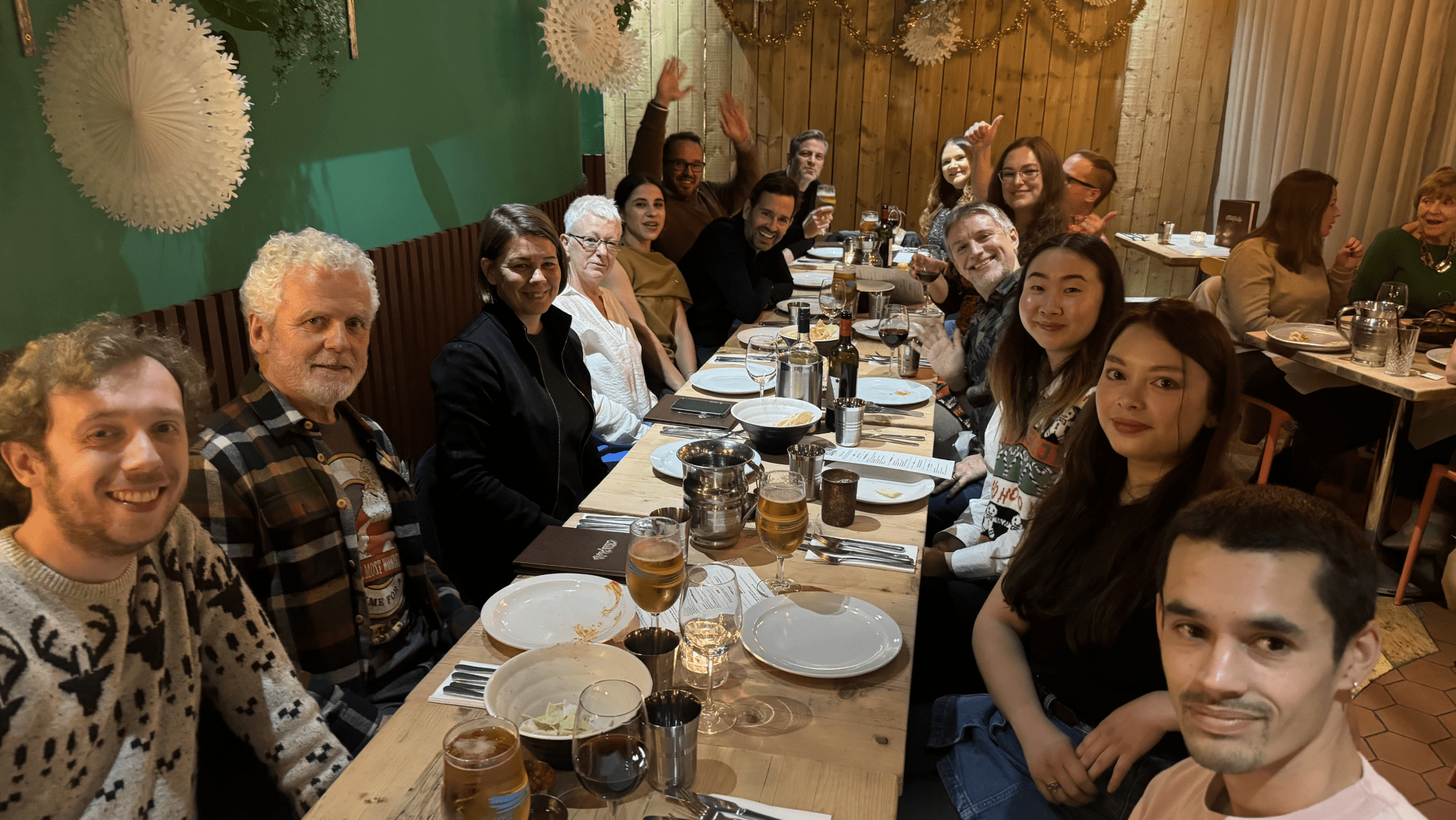 The ASquared team sat around a table for a Christmas Do at The Chilli Pickle in Brighton.