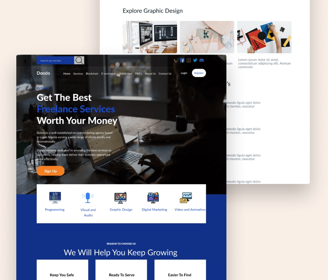 A mockup of a project