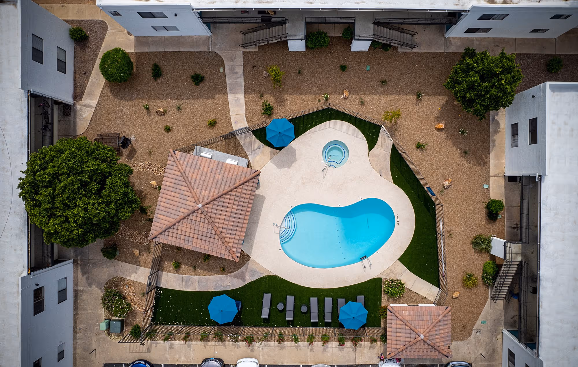 aerial shot of pool