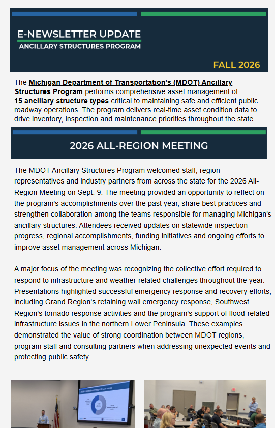 Summer 2025 Ancillary Structures E-Newsletter Update Cover Page