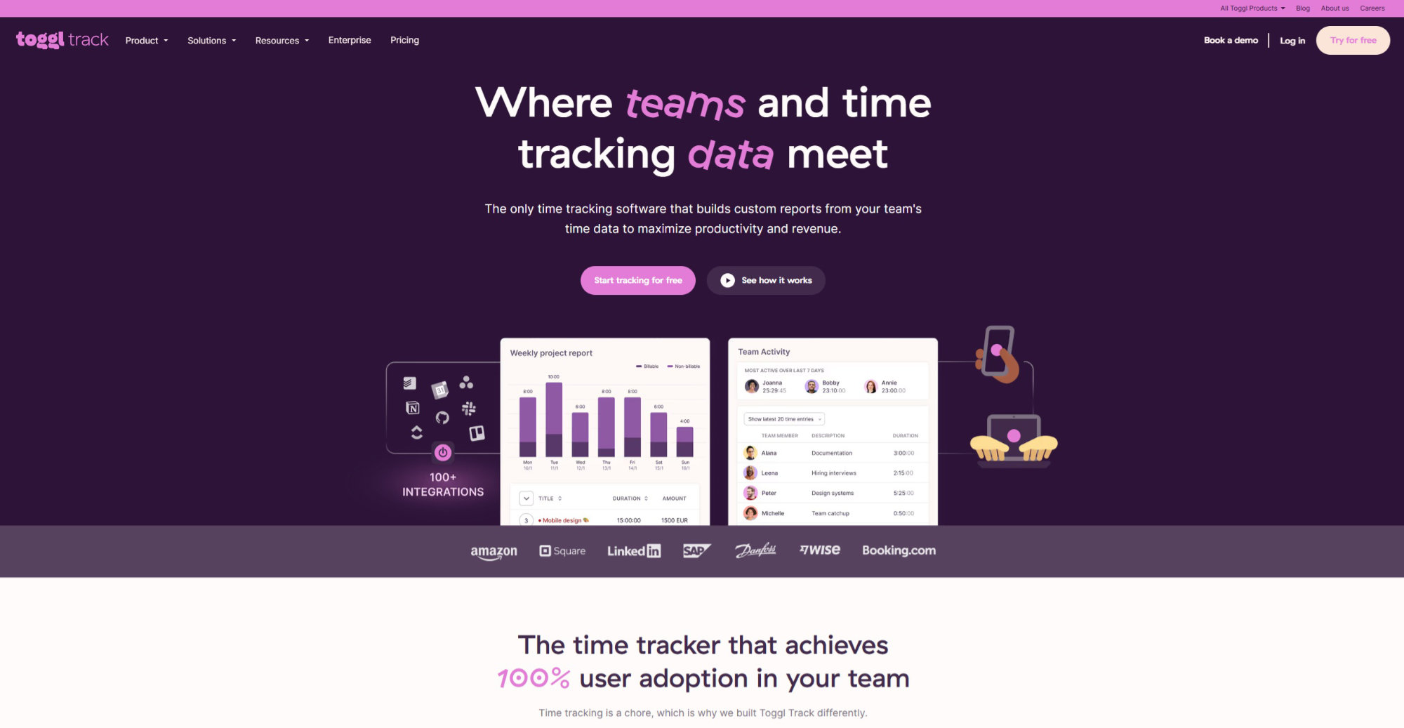 Toggl Track homepage