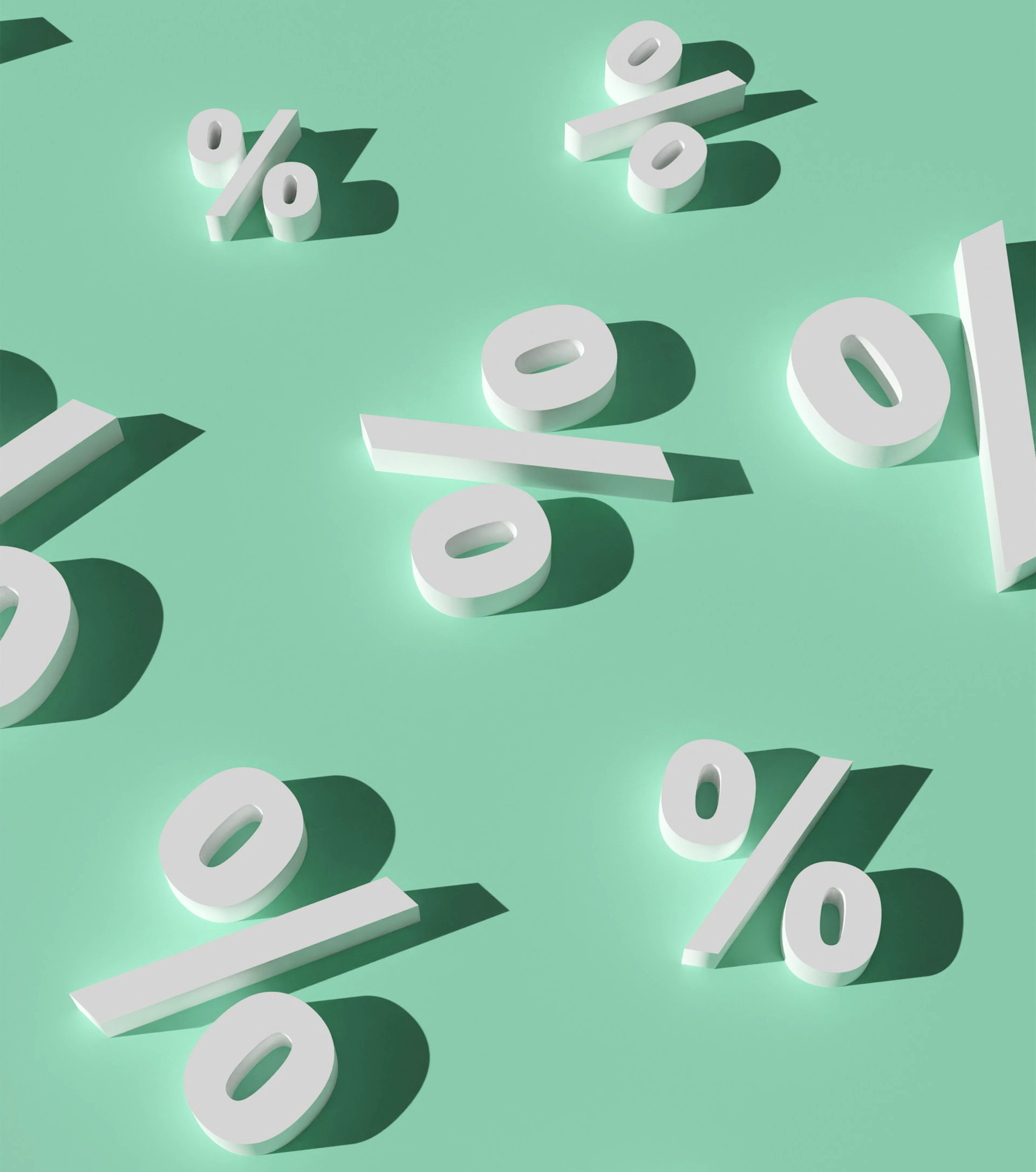 Percentage symbols against a teal background