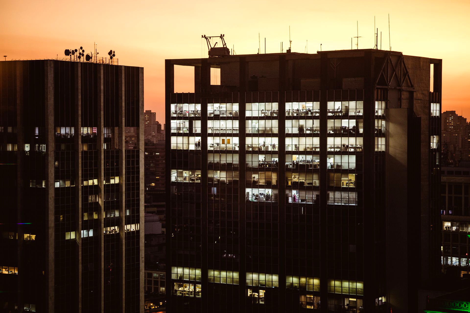 Office building during sunset