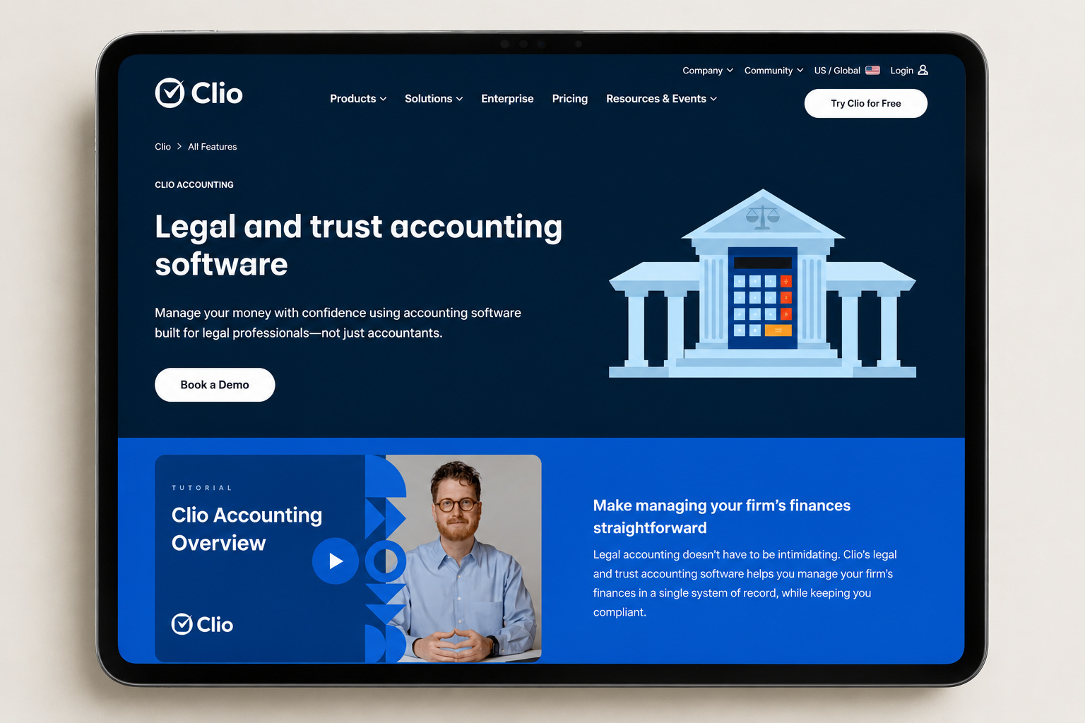 Clio Accounting legal and trust accounting software homepage