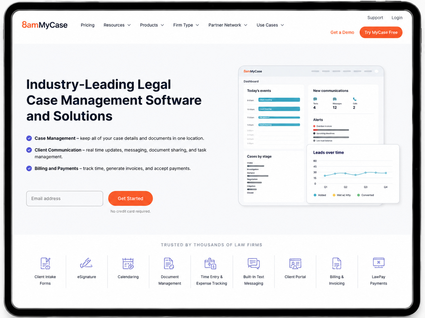MyCase legal case management software homepage