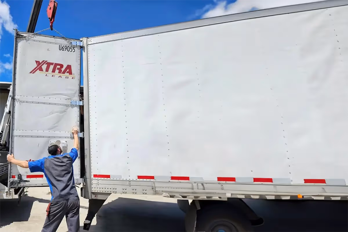 Diesel mechanic performing trailer repair services in Clearwater, Florida