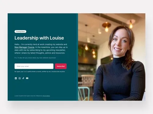 Web Design of leadership coach website for Louise Howells.