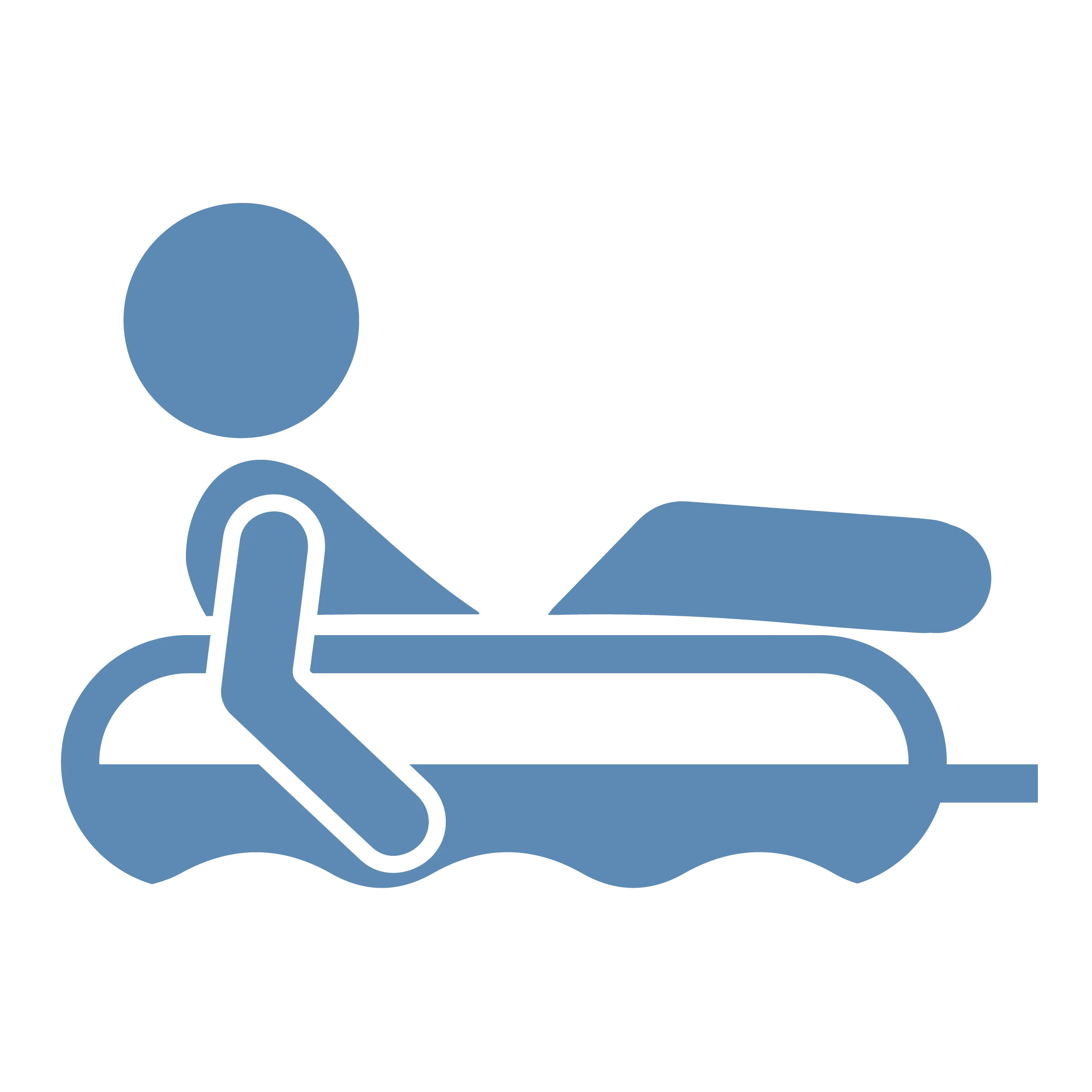 Icon of a person sitting in an inflatable tube on water, holding the tube's edge.
