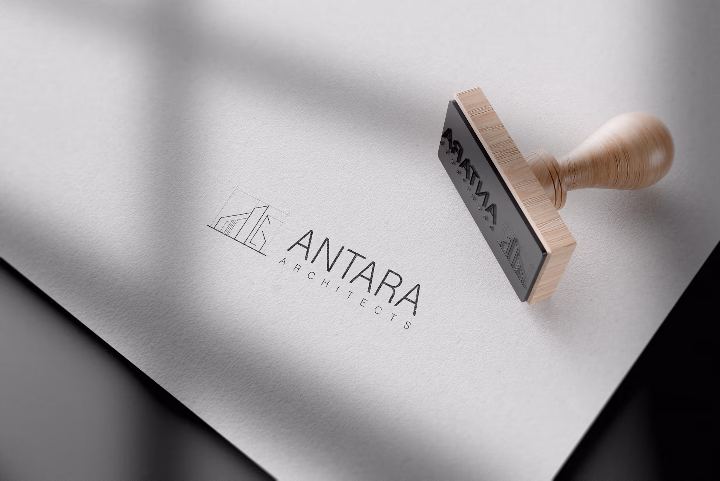 Stamp mock up for Antara branding. Modern and minimalistic design.