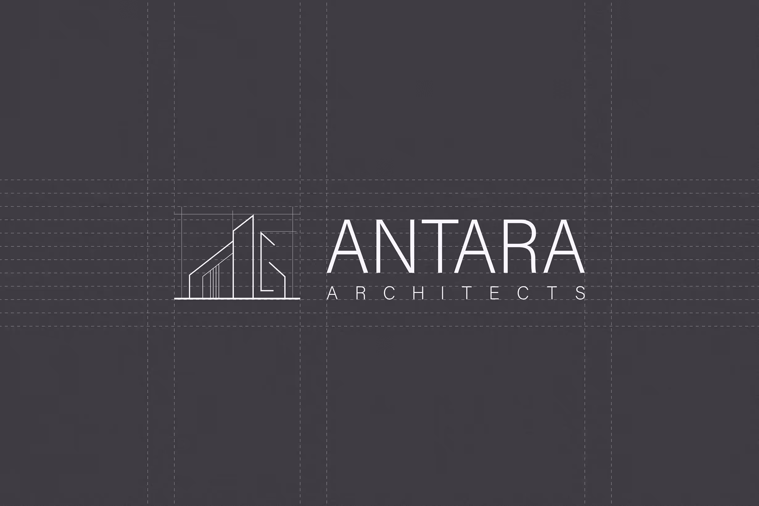 Antara logo on grey background. Minimalistic and modern.