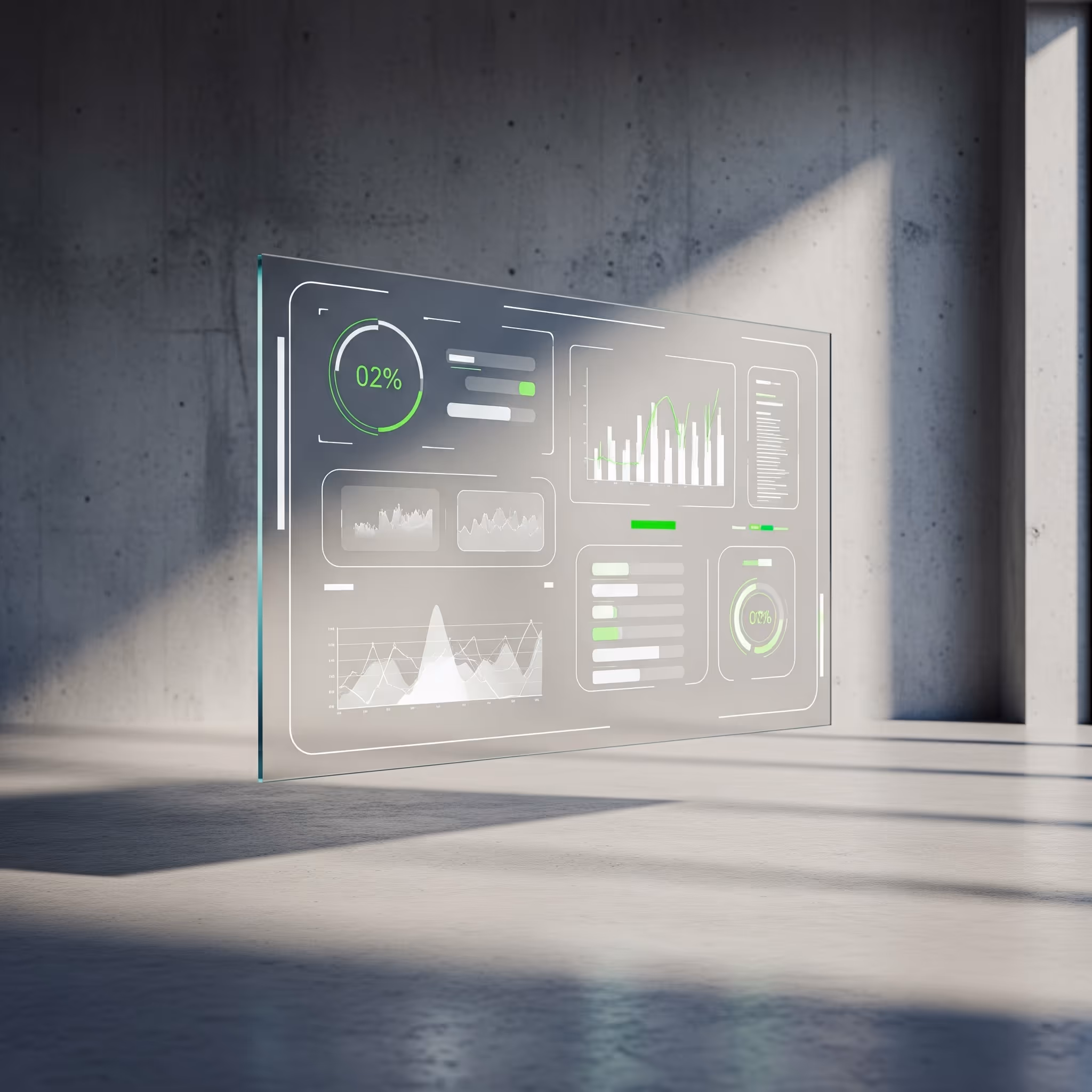 glazen scherm met AI data