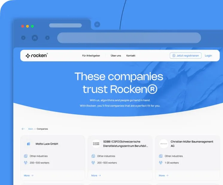 Rocken.jobs portal & CRM development from scratch
