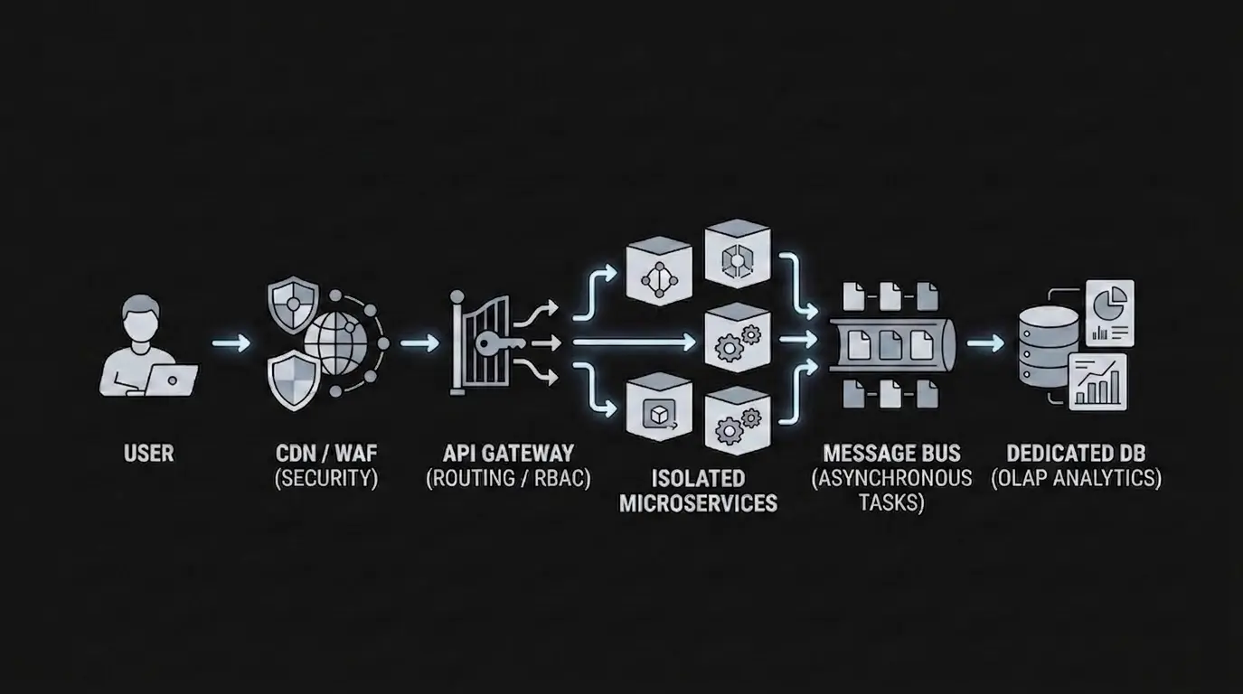 Infographics show scalable SaaS architecture in enterprise