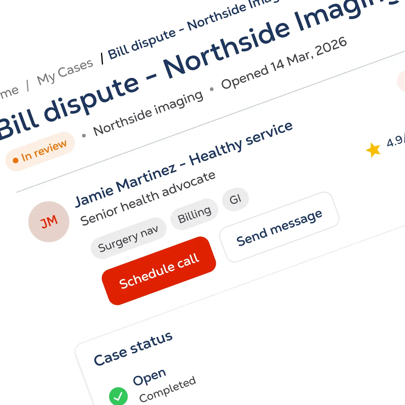 Healthcare portal screen