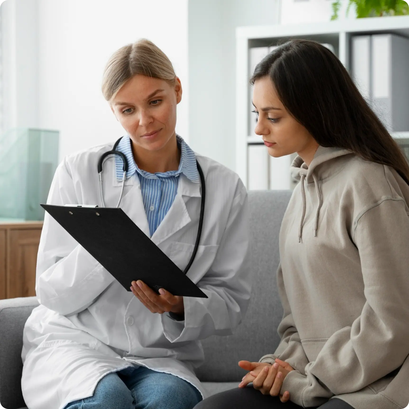 Healthcare specialist with a patient