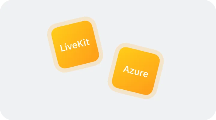 Two tilted orange rounded squares labeled LiveKit and Azure on a light gray background.