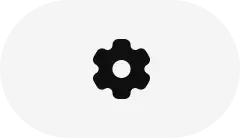 Black gear icon centered on a light gray background.