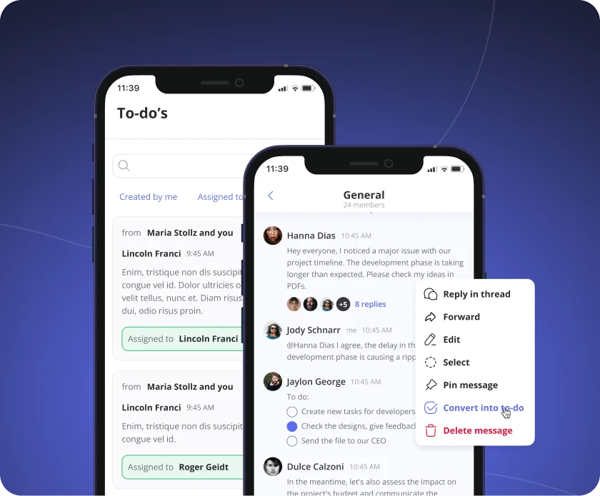 Nucleus workspace chat with built-in task tracking — create tasks from messages, to-do lists, progress monitoring