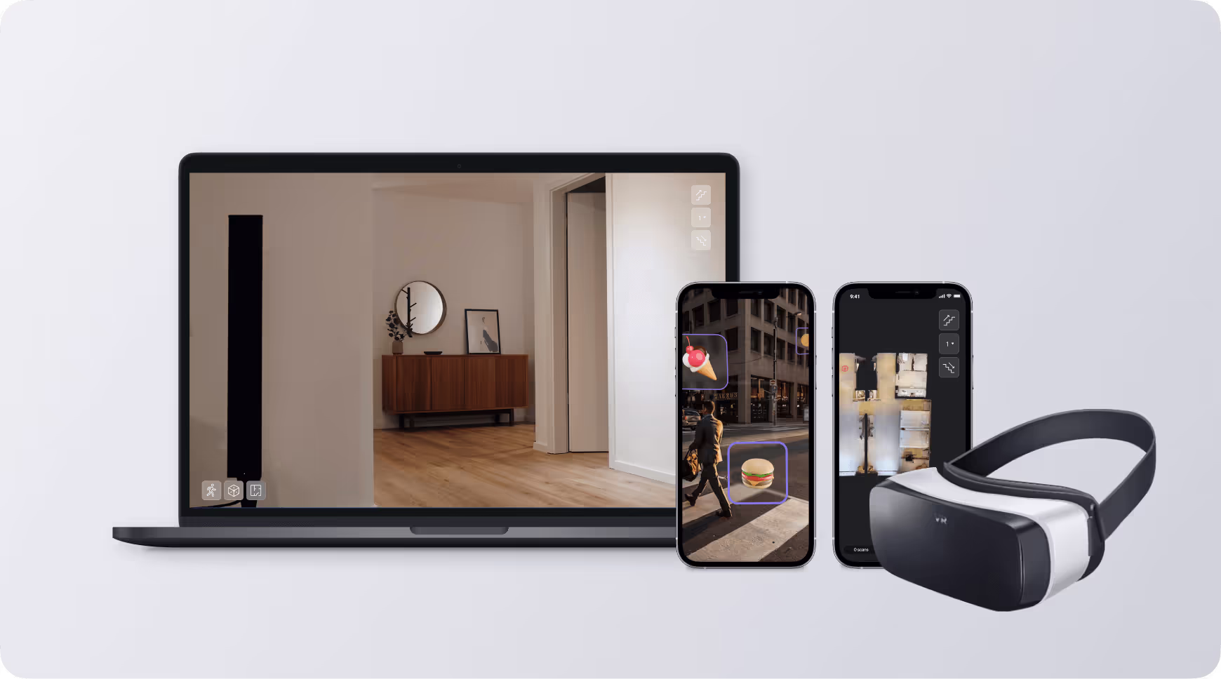 AR and VR devices including headsets, phone and laptop