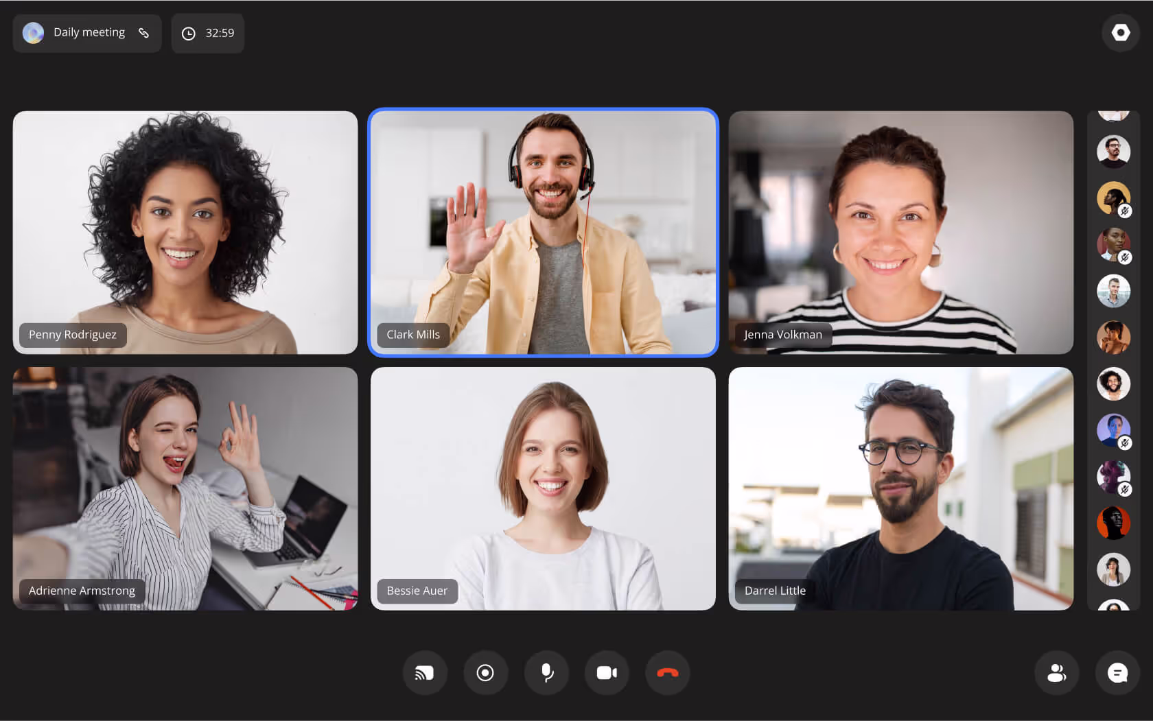 Video conference room with participants
