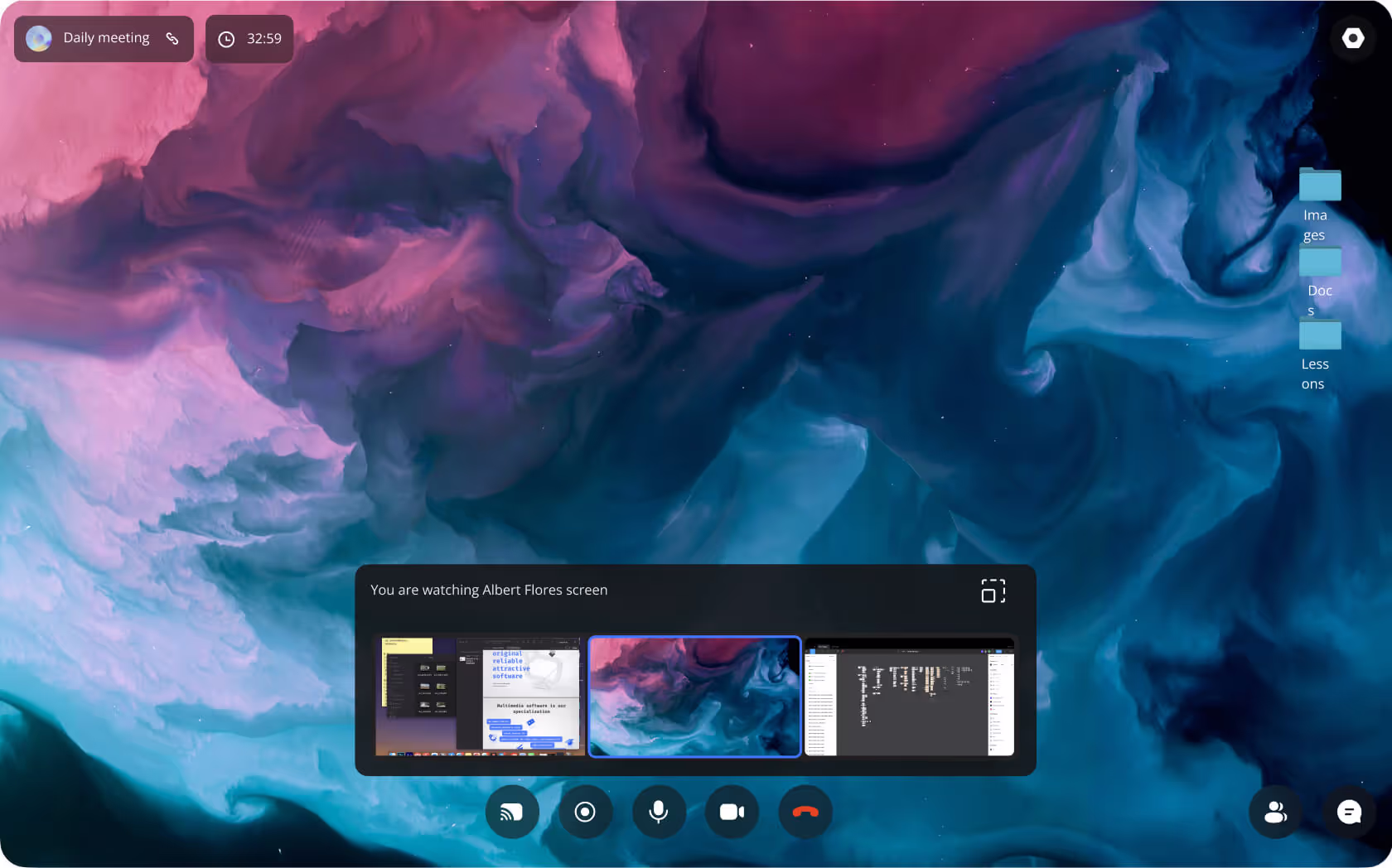 Screen sharing in a video conference