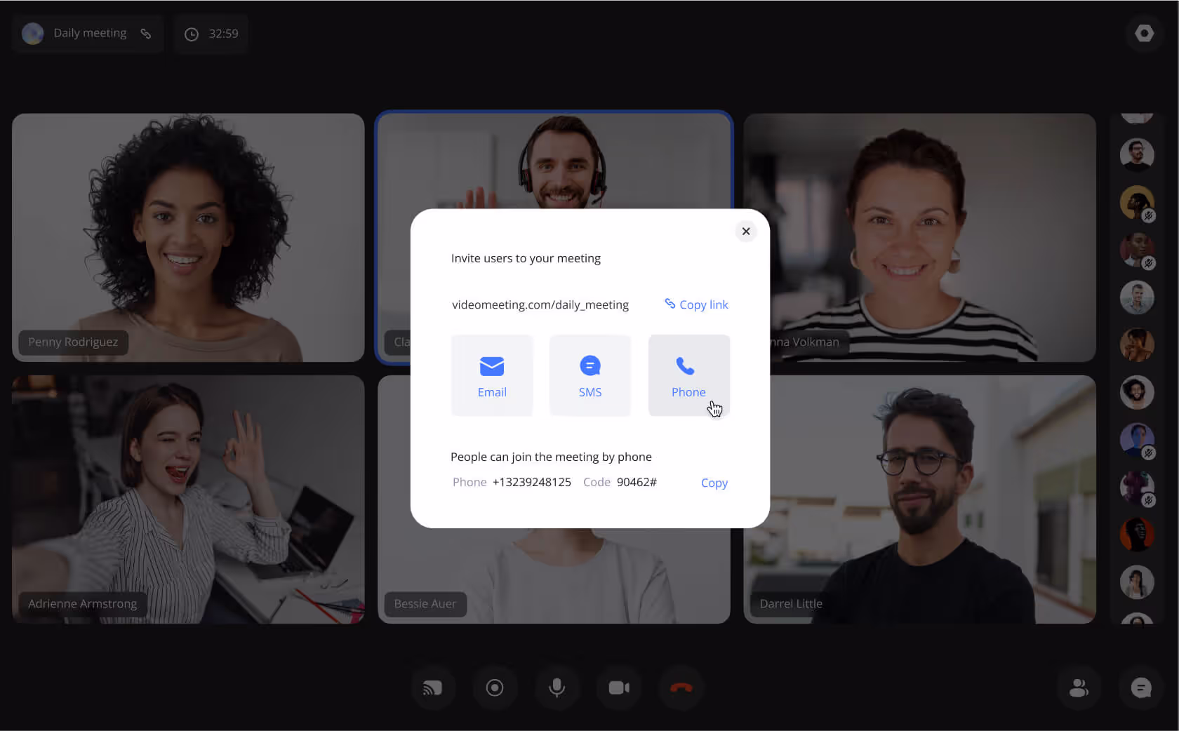Invite participants by email, SMS or phone