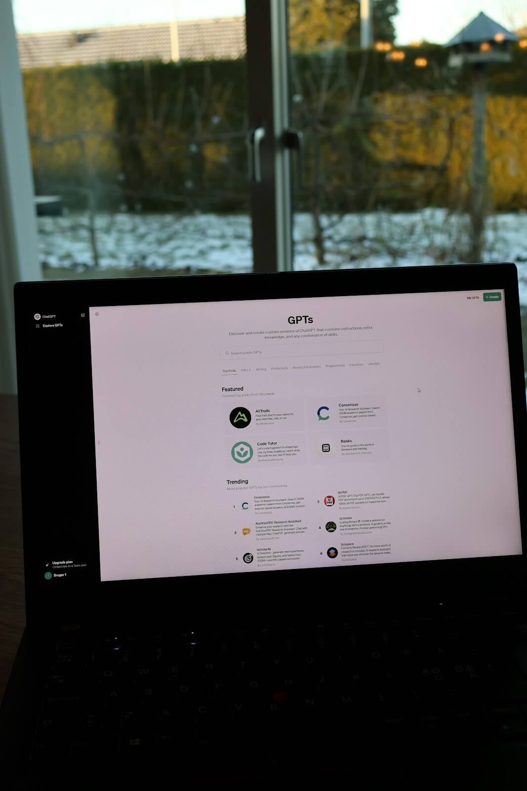 AI-powered chatbot interface displayed on a laptop screen