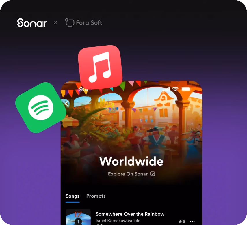 Sonar social music discovery app for iOS enabling users to find and share new tracks