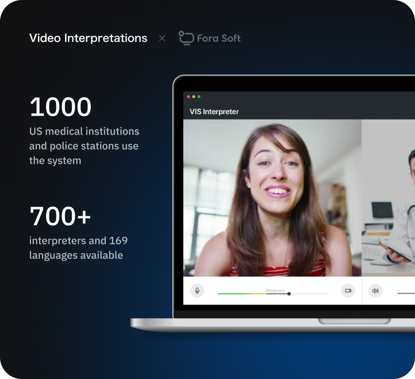 Video Interpretations web platform providing real-time video chat language interpretation for hospitals and police