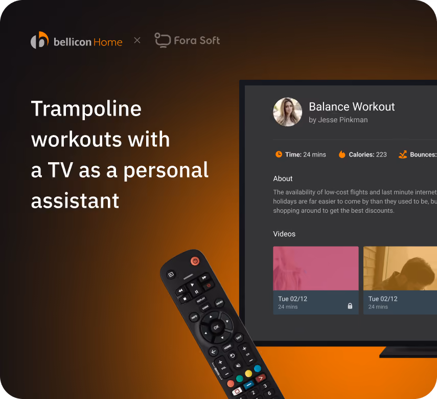 Bellicon Smart TV app turning television into a personal trampoline workout assistant with video-guided exercises
