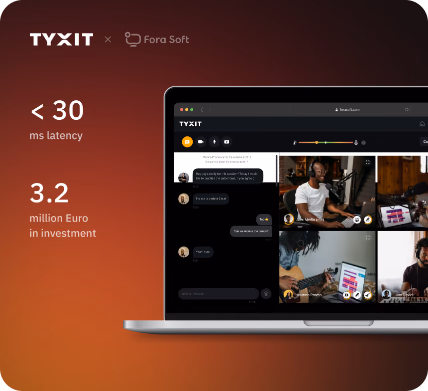 TYXIT web platform for synchronized live music video chat enabling musicians to jam together in real time