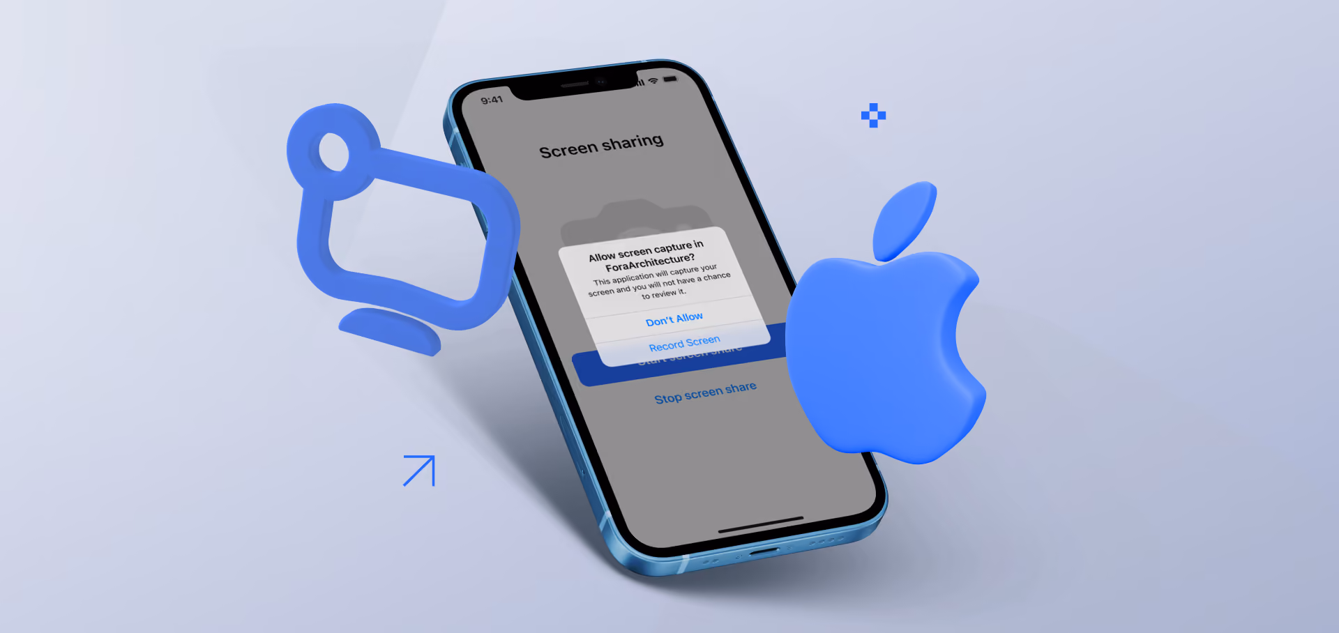 How To Implement Screen Sharing in iOS App using ReplayKit and App Extension — cover illustration