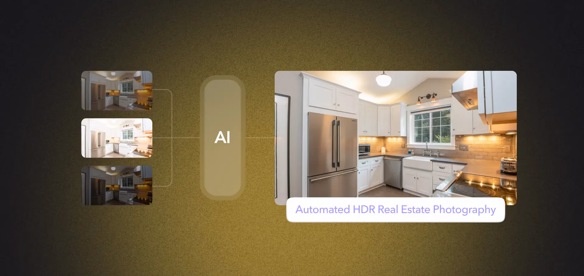 Automated HDR real estate photography processing multiple images with AI-powered editing