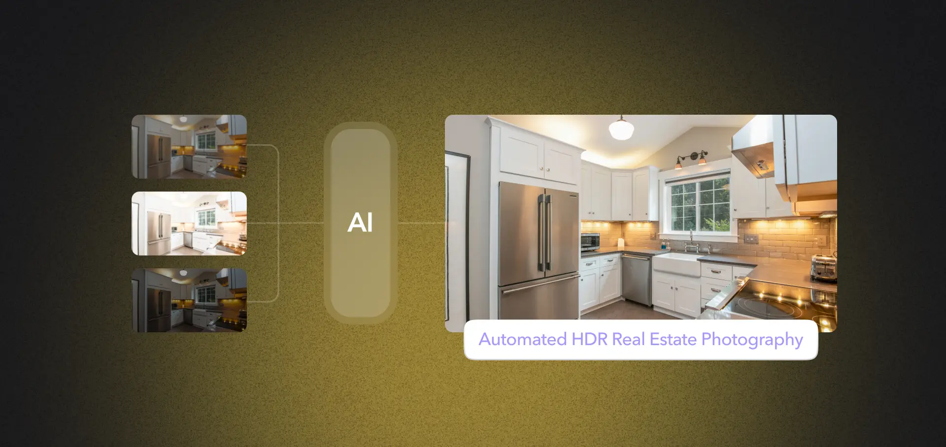 Automated HDR real estate photography processing multiple images with AI-powered editing